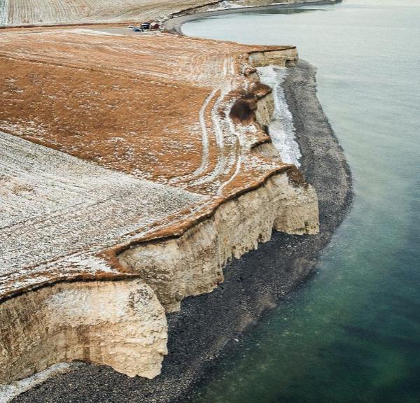 Sangstrup Klint på Djursland med sne